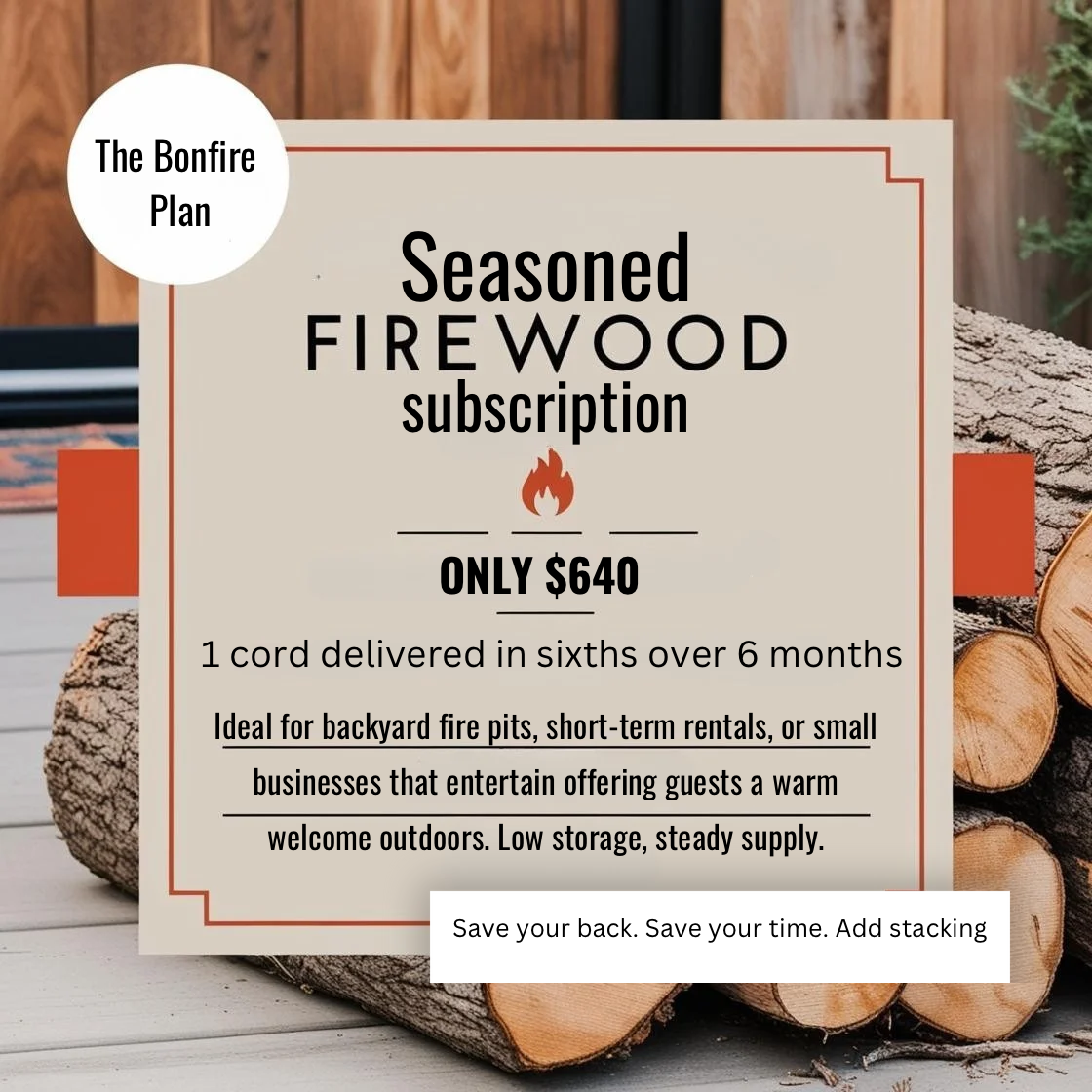Seasoned Firewood 3 Month Subscription – Delivered Monthly